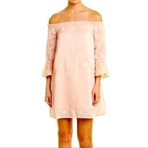 Foxiedox Off the Shoulder Embroidered Mini Dress
